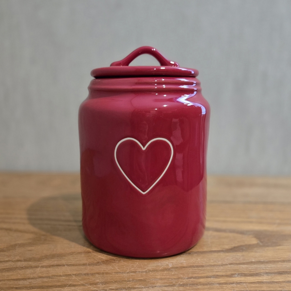 Rae Dunn Medium Size Red Heart Canister